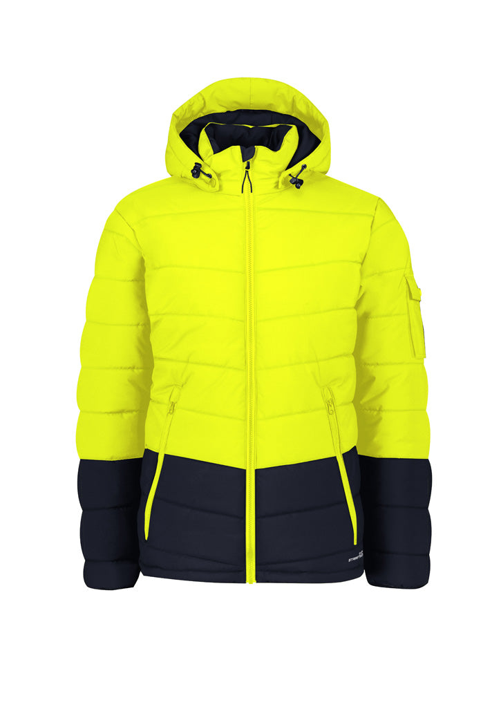 Syzmik Workwear Unisex Streetworx Hooded Puffer Jacket ZJ240 Work Wear Syzmik Yellow/Navy XXS 